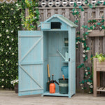 Wooden Garden Storage Shed Tool Storage Box | Blue