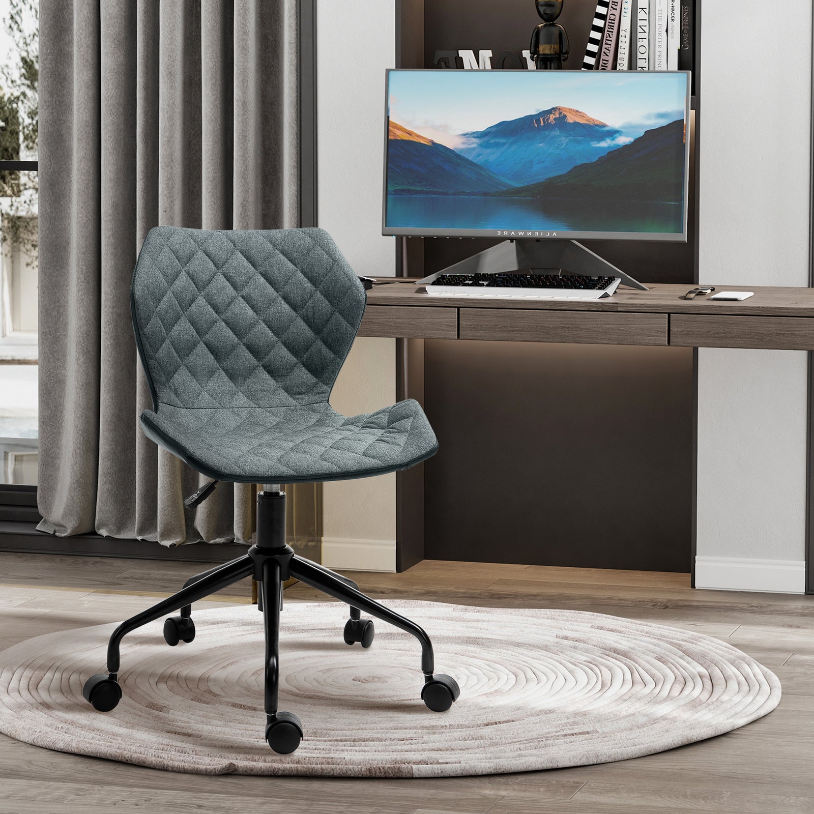 Office Swivel Desk Chair Linen Grey