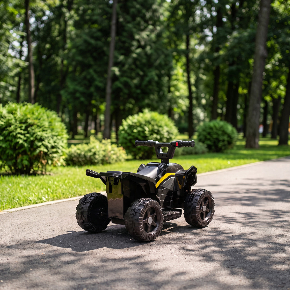 6v Electric Car, Kids Atv With Handlebar Button Control | Black