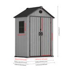 6x4ft Garden Tool Shed With Apex Roof & Combination Lock – Grey Wood Grain Storage Shed With Window & Vents