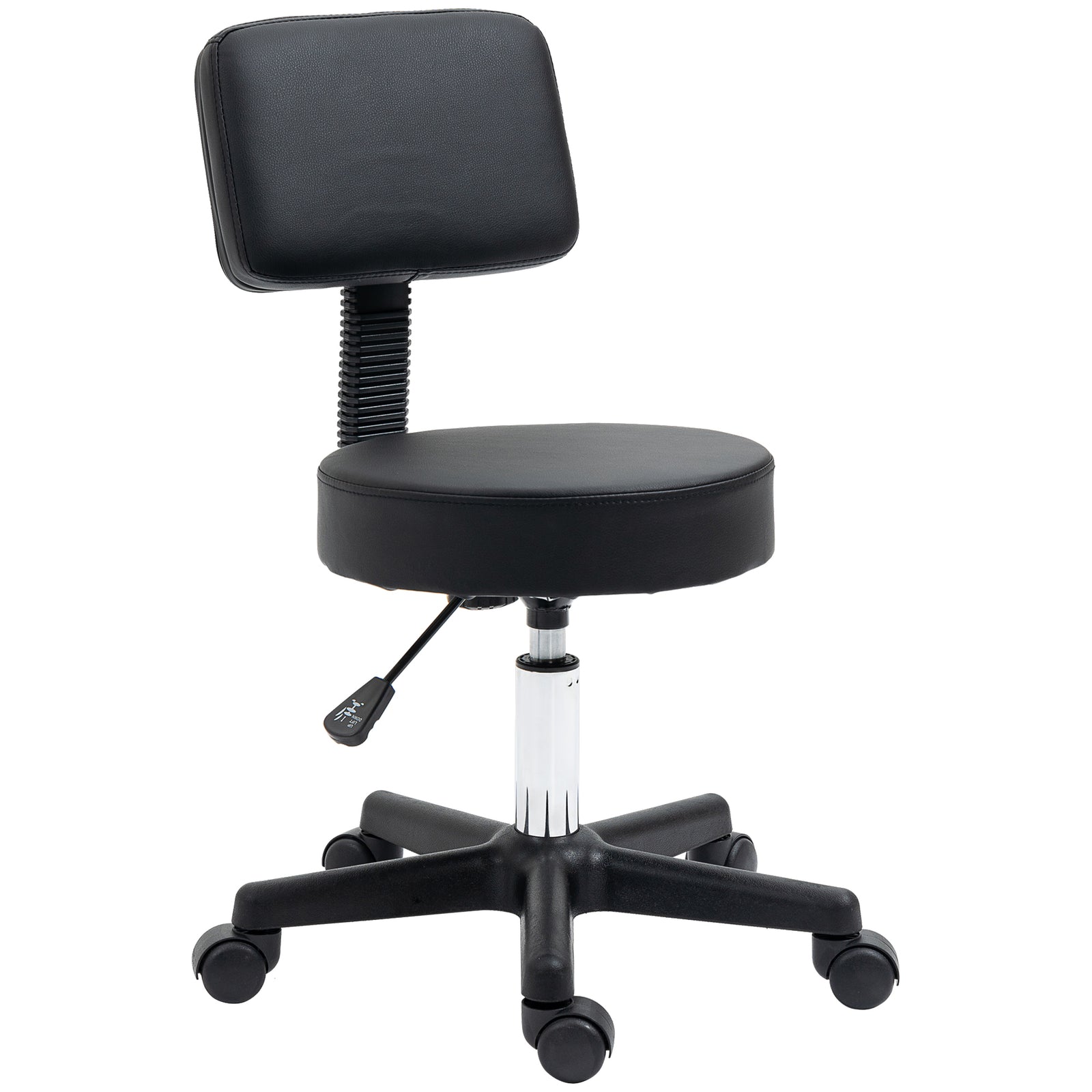 Adjustable Swivel Salon Chair Padded Seat Back 5 Wheels | One Size | Black