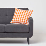 Block Check Cotton Gingham Cushion Cover | 45cm x 45cm | Orange