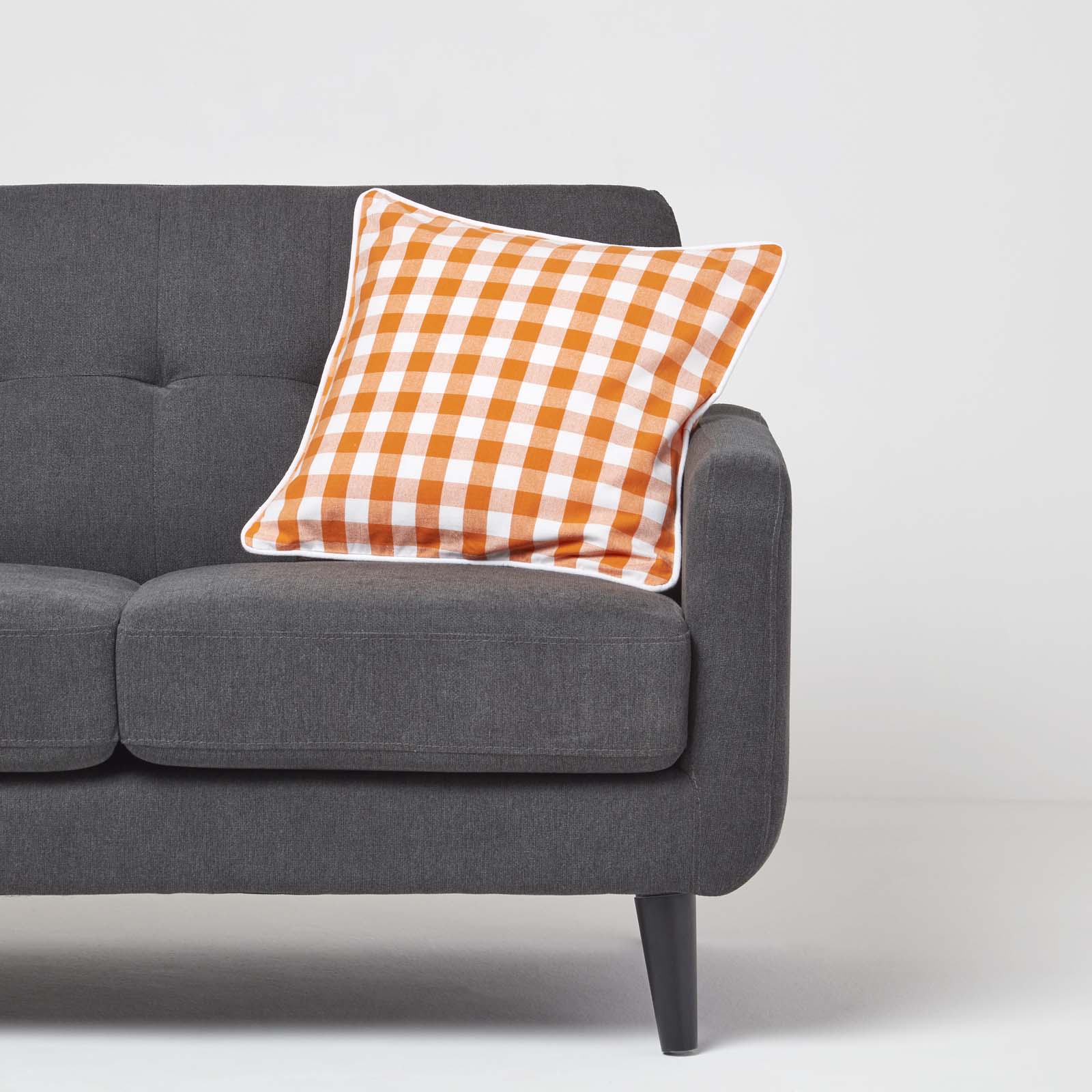 Block Check Cotton Gingham Cushion Cover | 45cm x 45cm | Orange
