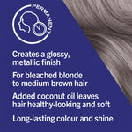 Live Metallic Shine Booster Permanent Hair Dye U72 Dusty Silver, 3pk
