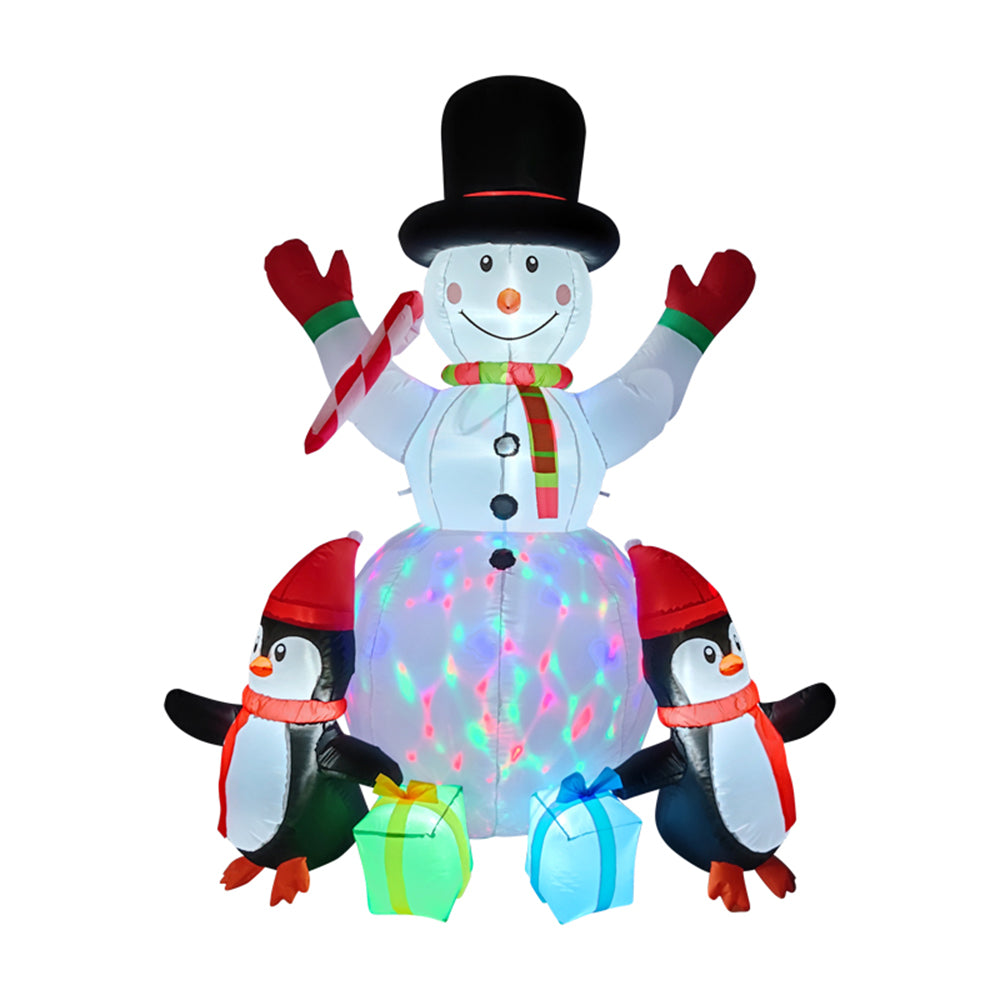 6ft Christmas Inflatable Snowman And Penguins Decorations With Led Lights
