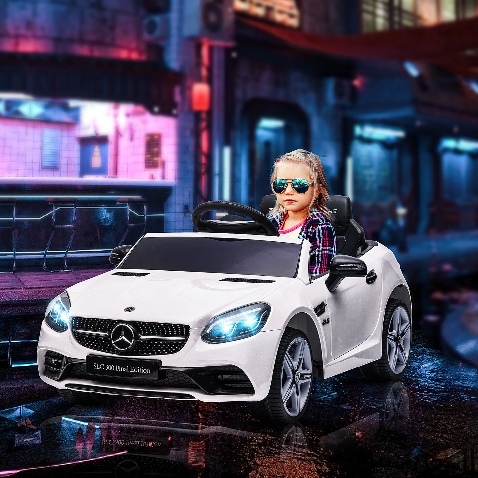 Benz 12v Kids Electric Ride On Car W/ Remote Control Music | White