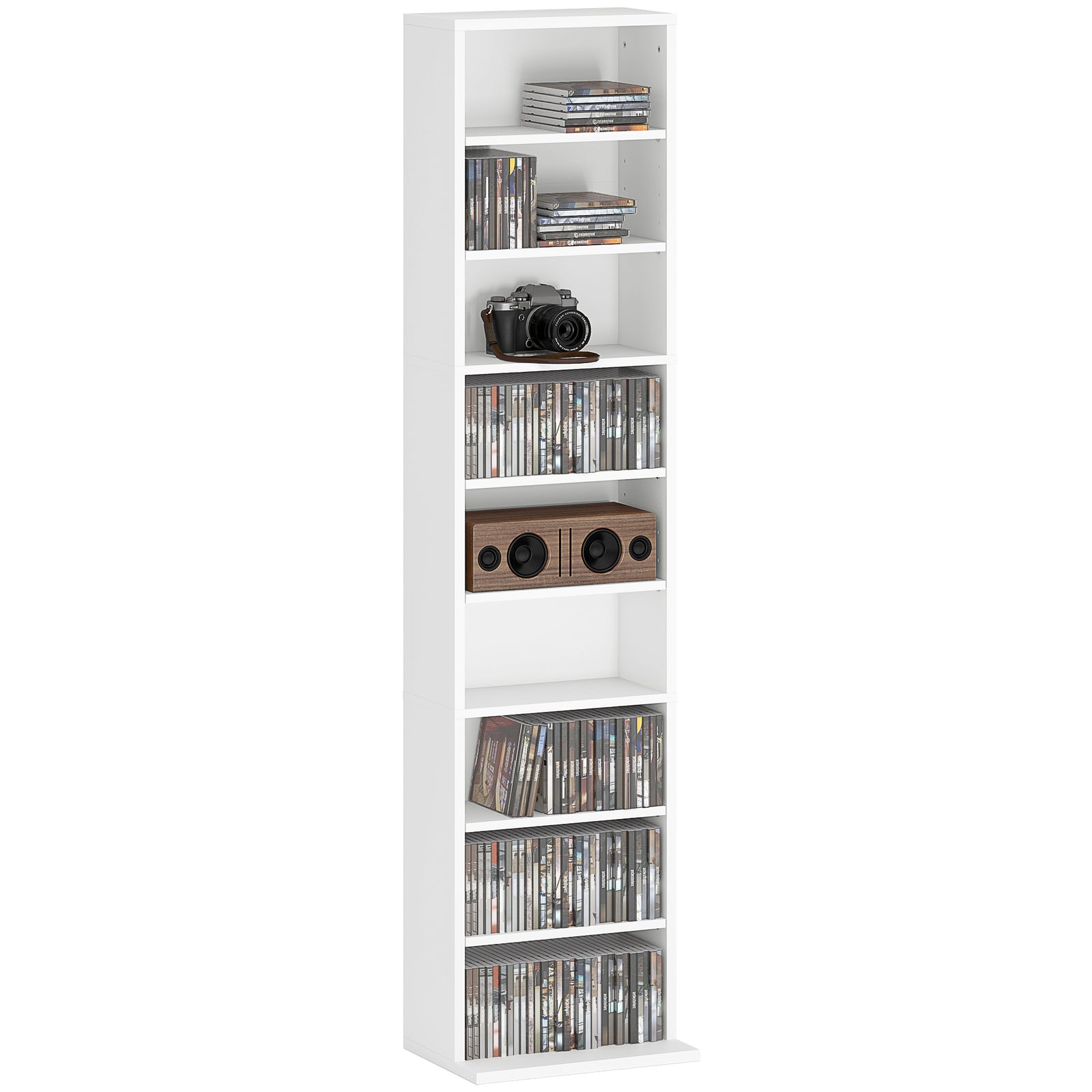 260/640 Cd 120/360 Dvd Storage Tower W/ 9/18 Compartments | Small | White