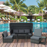 5 Pcs Outdoor Rattan Sofa Sets W/ Canopy Table