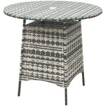 Patio Furniture Rattan Garden Table W/ Umbrella Hole | Gray