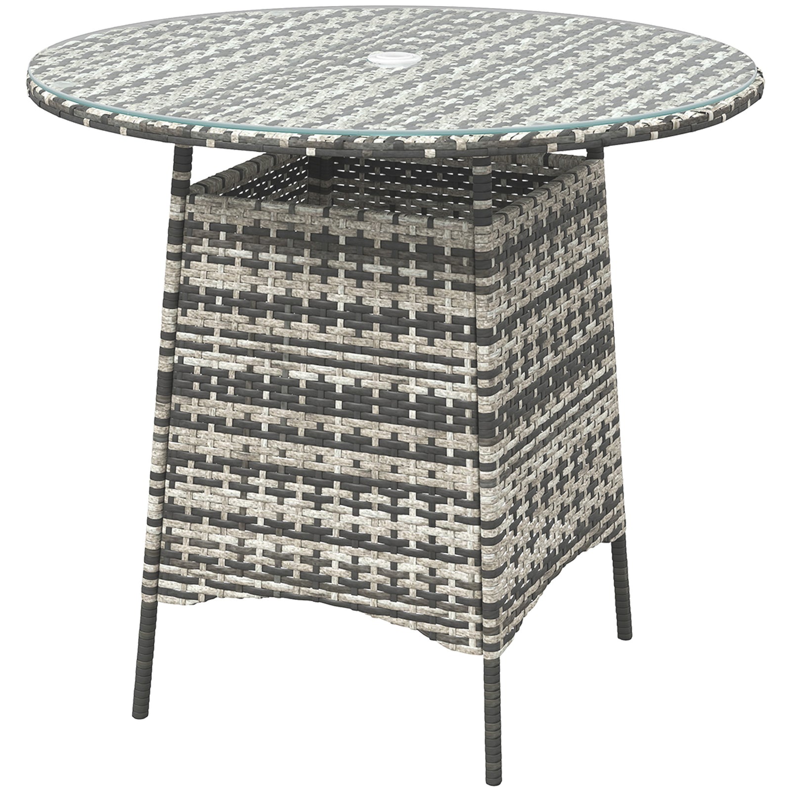 Patio Furniture Rattan Garden Table W/ Umbrella Hole | Gray