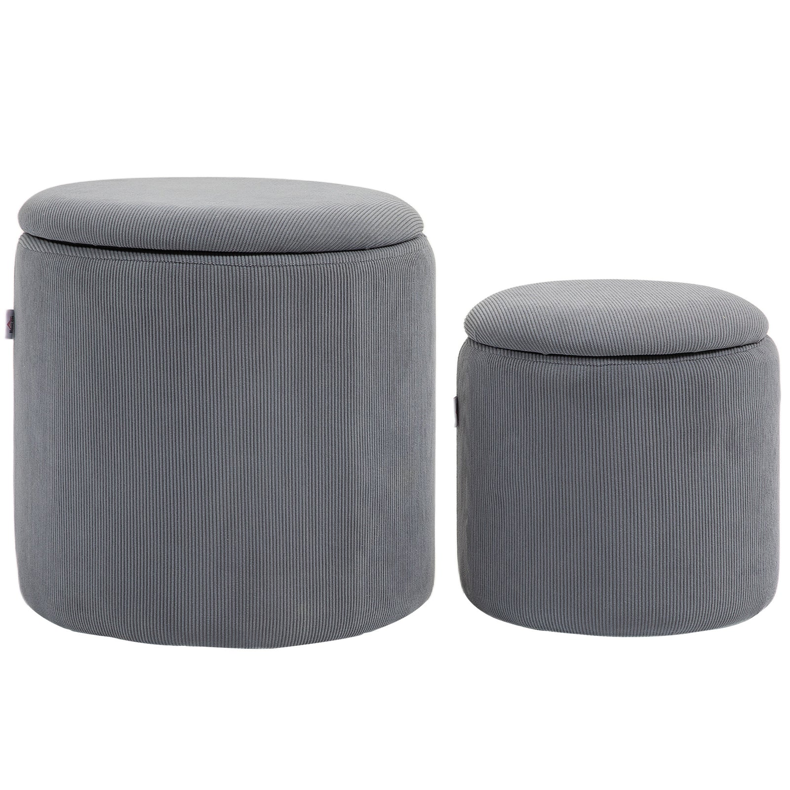 Modern Fabric Storage Ottoman, Set Of 2 | Dove Gray