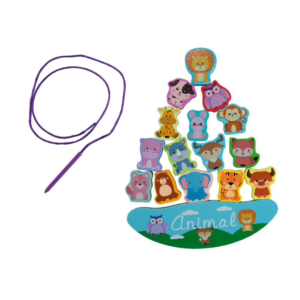 Wooden Animals Stacking Toys Balance Block Game For Toddlers