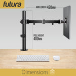 Single & Dual Monitor Arm For 13 To 32 Inch Screens - Dual Monitor Desk Mount With Clamp 90 Tilt And 360 Rotation & 180 Swivel | Single Monitor Arm | Black