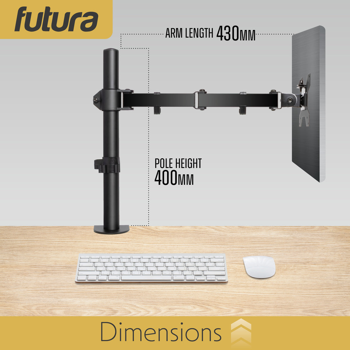 Single & Dual Monitor Arm For 13 To 32 Inch Screens - Dual Monitor Desk Mount With Clamp 90 Tilt And 360 Rotation & 180 Swivel | Single Monitor Arm | Black