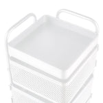 5-tier Rotating Kitchen Storage Cart Square White Organizer Shelf Trolley With Wheels