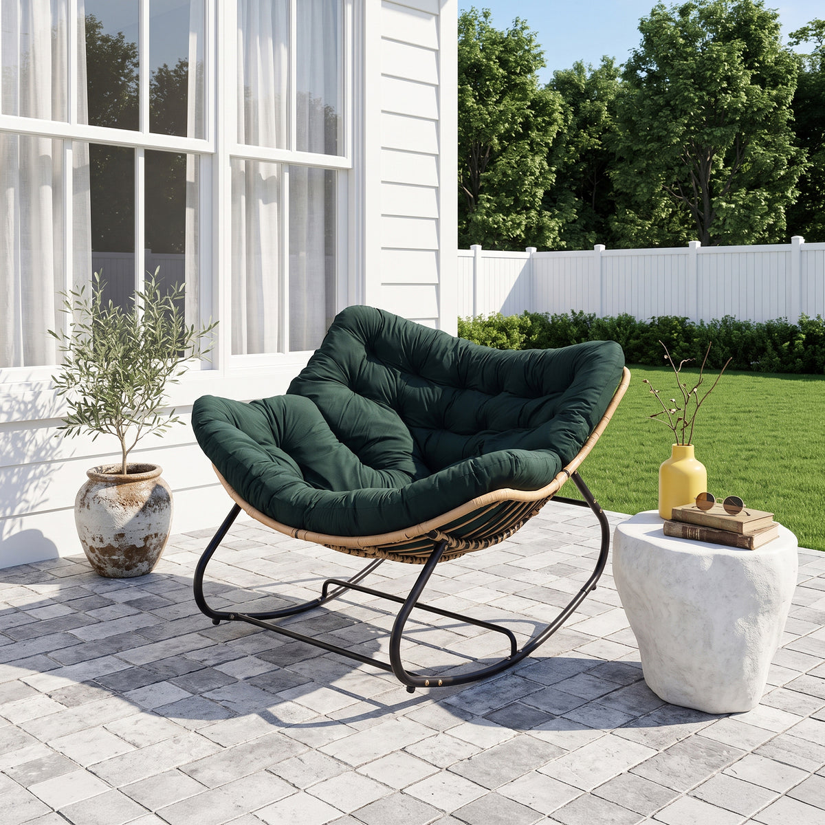 Modern Rocking Chair with Cushion – Large | Green