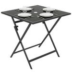 Folding Square Garden Dining Table With Parasol Hole | Black