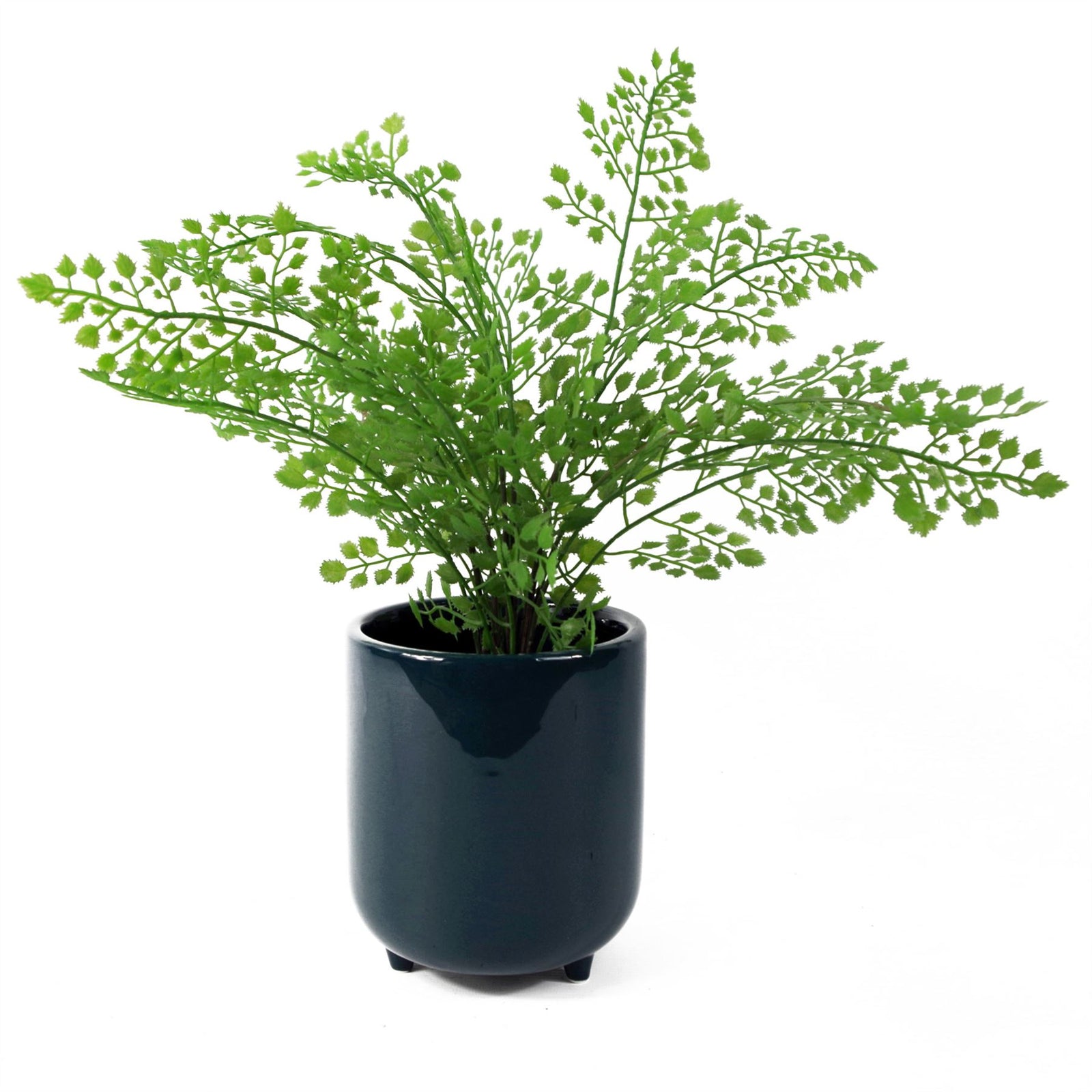 15cm Dark Teal Green / Blue Ceramic Planter With Feet