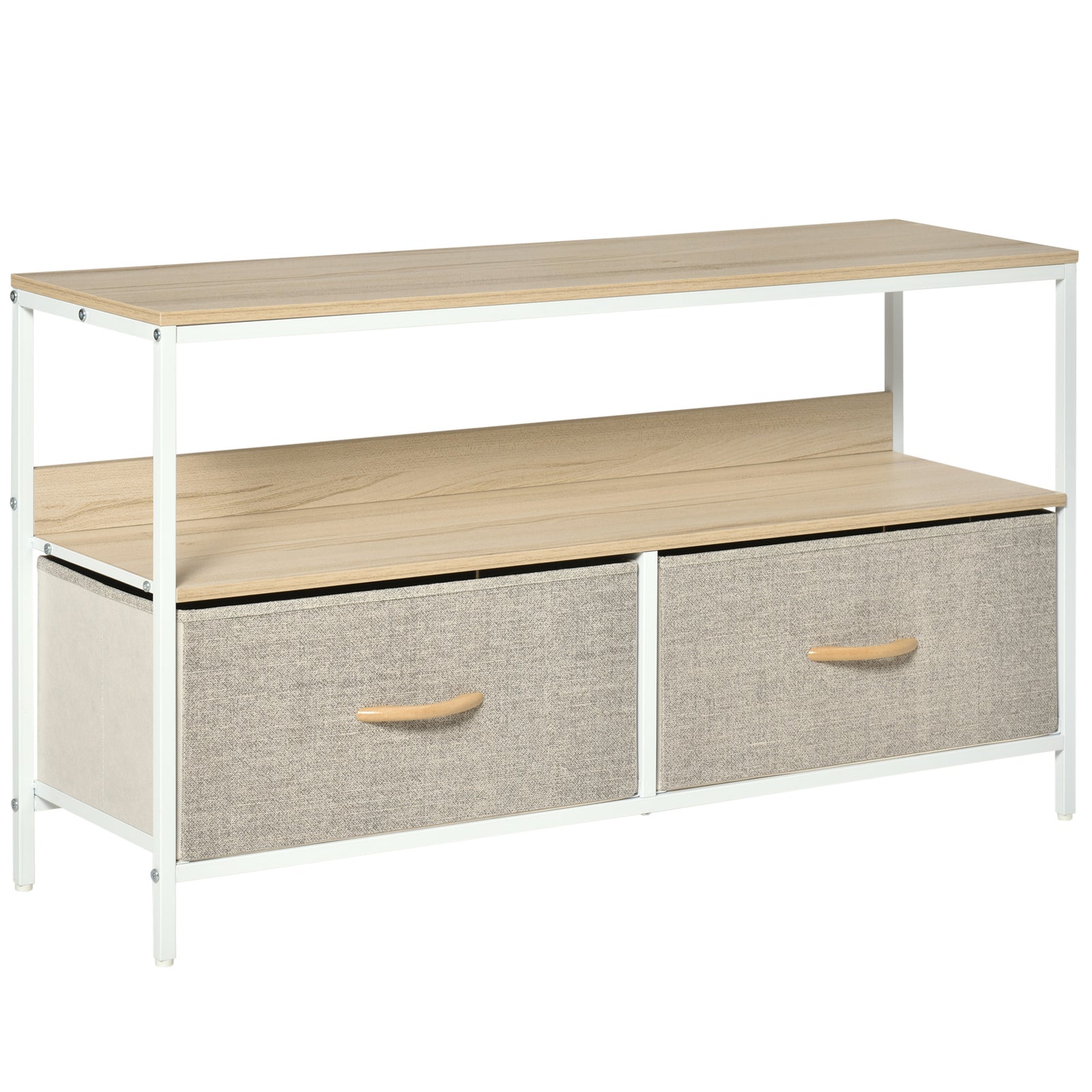 Tv Cabinet Console With Foldable Linen Drawers | Brown