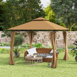 3x3m Garden Gazebo, Double Roof | Brown
