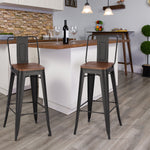 Set Of 2 Metal Frame Industrial Style High Chair Bar Stool | Set of 2