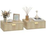 Floating Nightstands Set Of 2 Bedside Tables W/ Wave Drawer | Oak