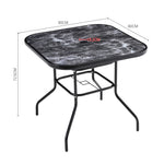 Square Garden Tempered Glass Marble Coffee Table - 80cm X 72cm H