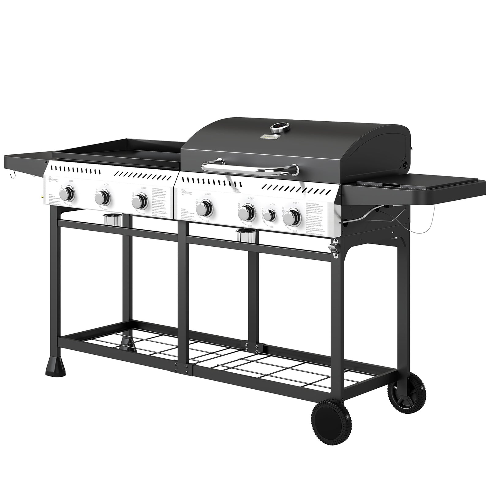 2-in-1 Gas & Plancha Grill, 6 Burners