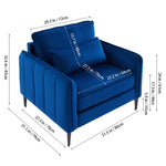 Contemporary Velvet Upholstered Armchair With Supportive Cushions | Blue
