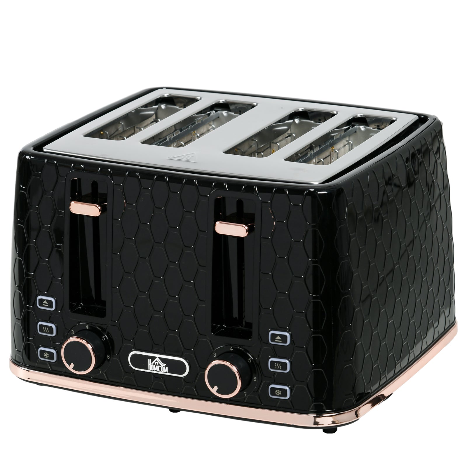 Toaster With 4 Slot, 7 Browning Levels, 1600w  Honeycomb | One Size | Black