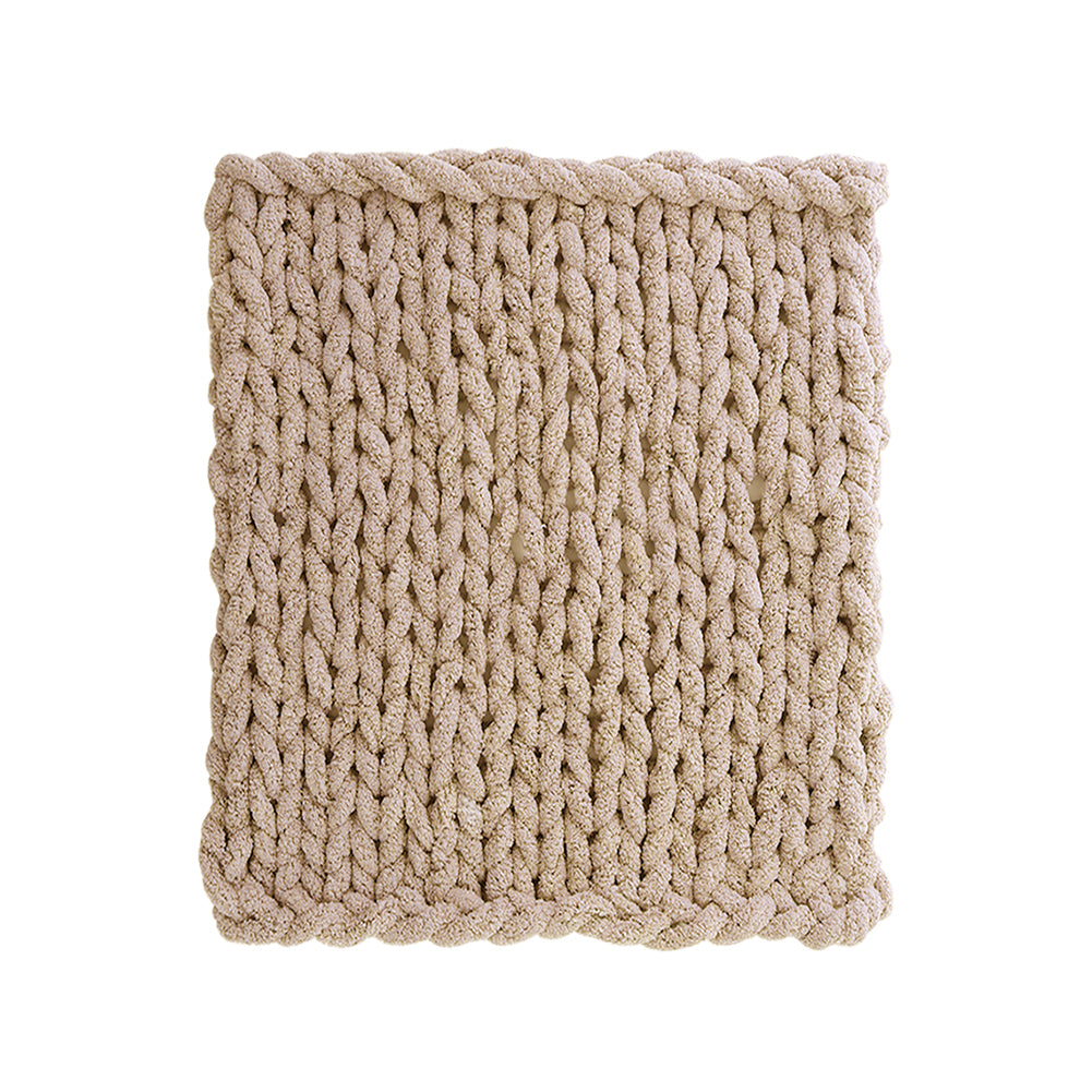 Stretchable Chunky Knit Handwoven Chenille Throw Blanket