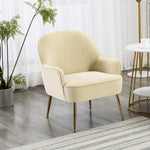 Contemporary Upholstered Comfy Armchair With Gold-plated Feet