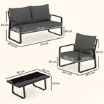 Outsunny 4 Piece Garden Furniture Set, Outdoor Sofa Set, Black