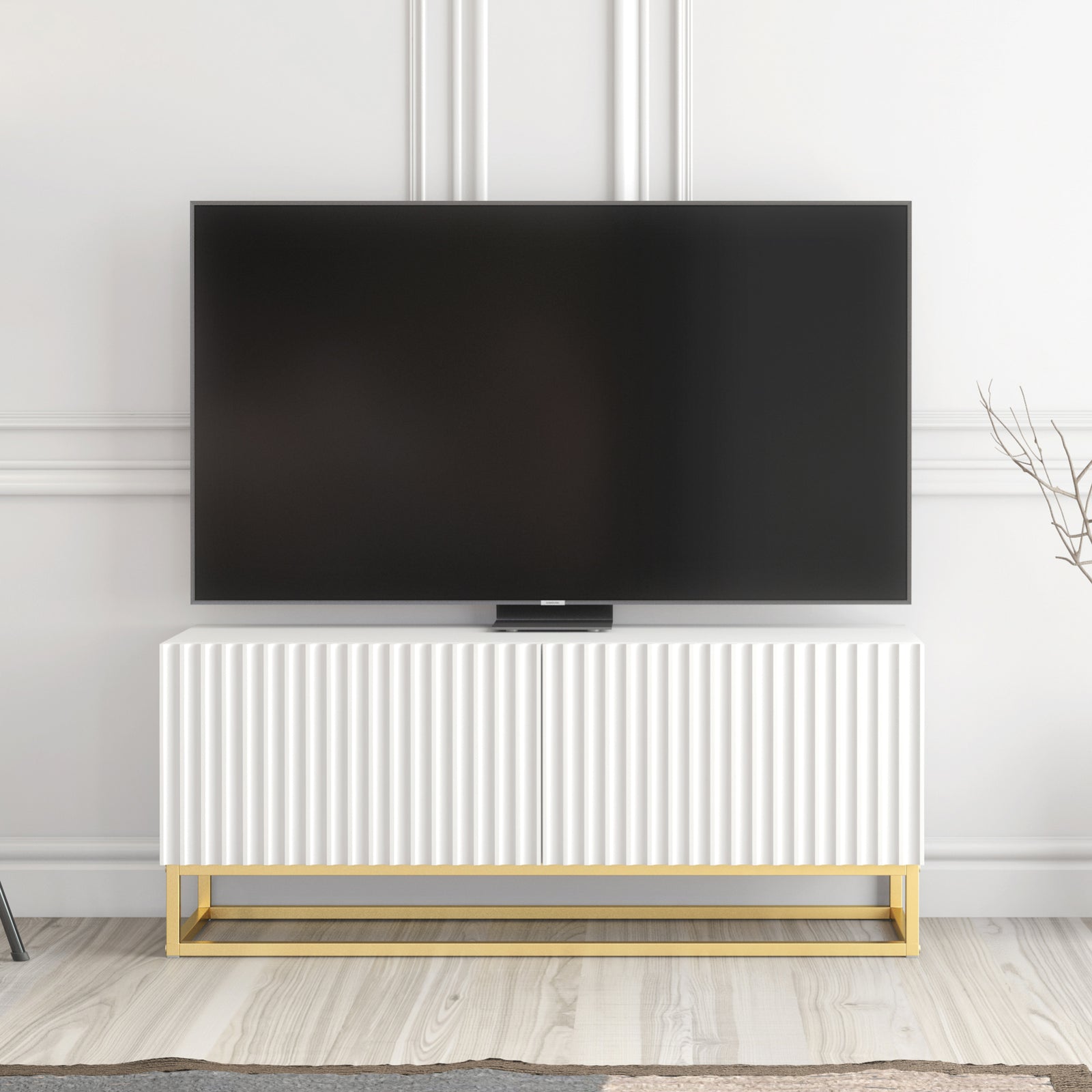 Ripple Tv Unit 100cm - Fluted Design | Large-Medium | White