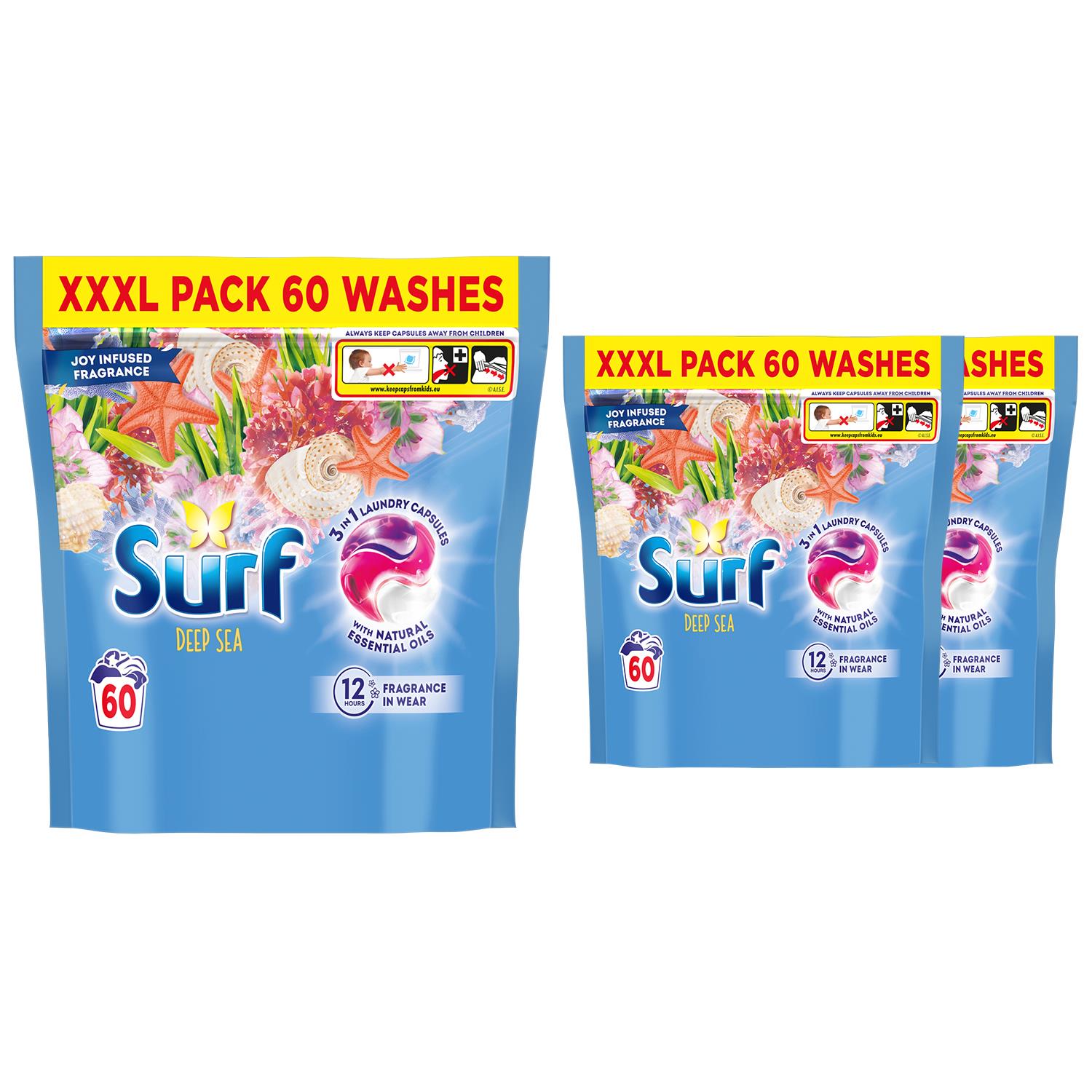 3 In 1 Laundry Washing Detergent Capsules Deep Sea | 180 Washes