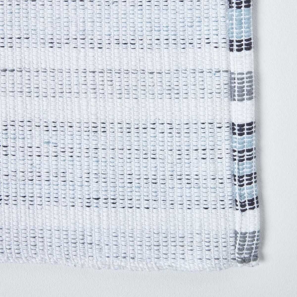 Handloomed Striped Cotton Bath Mat | 40 x 60cm | Black & Grey