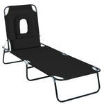 Garden Sun Lounger Folding Recliner Chair | Set of 1 | Black