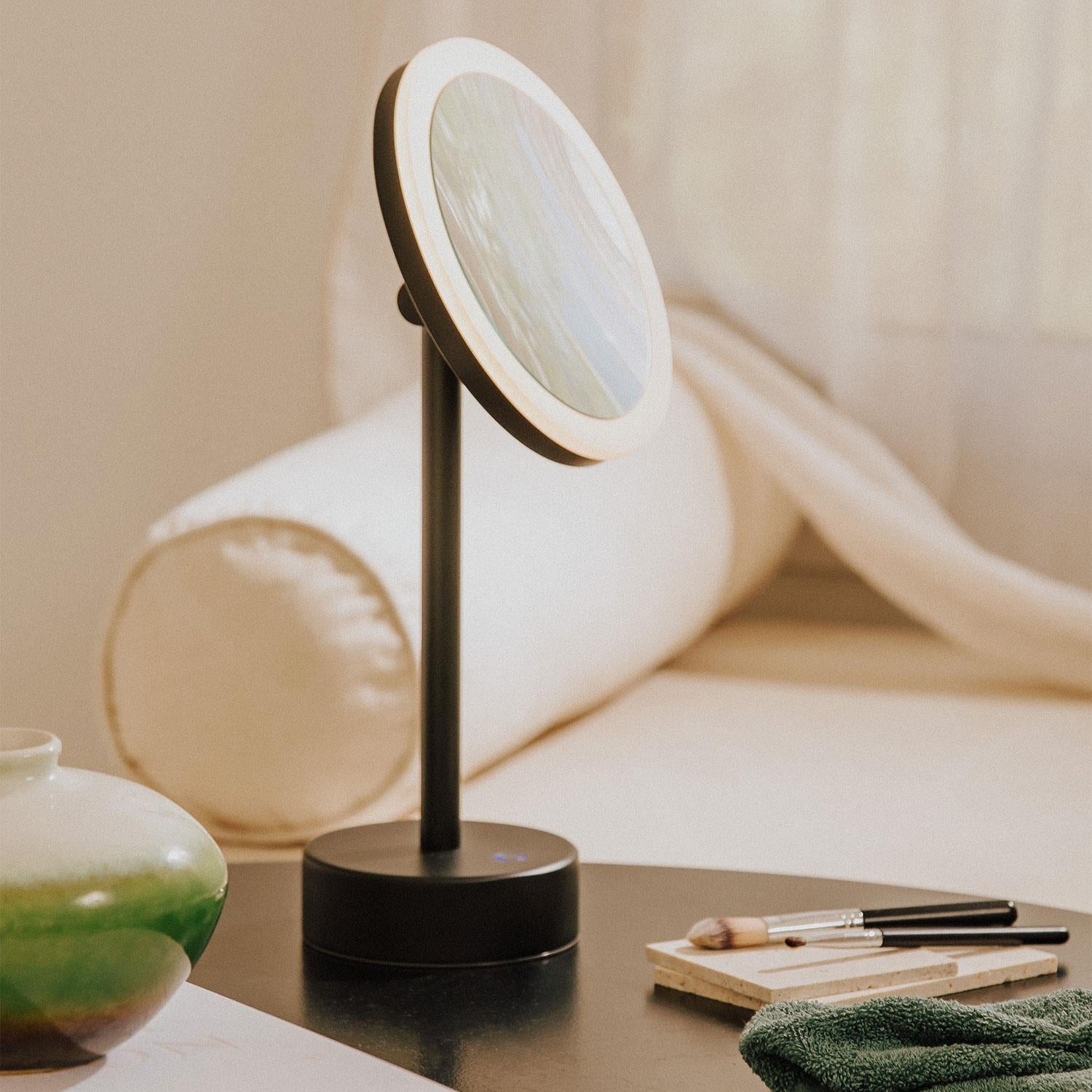 Magnifying Mirror X5 Led Light Matt Black Usb Port Architect Collection