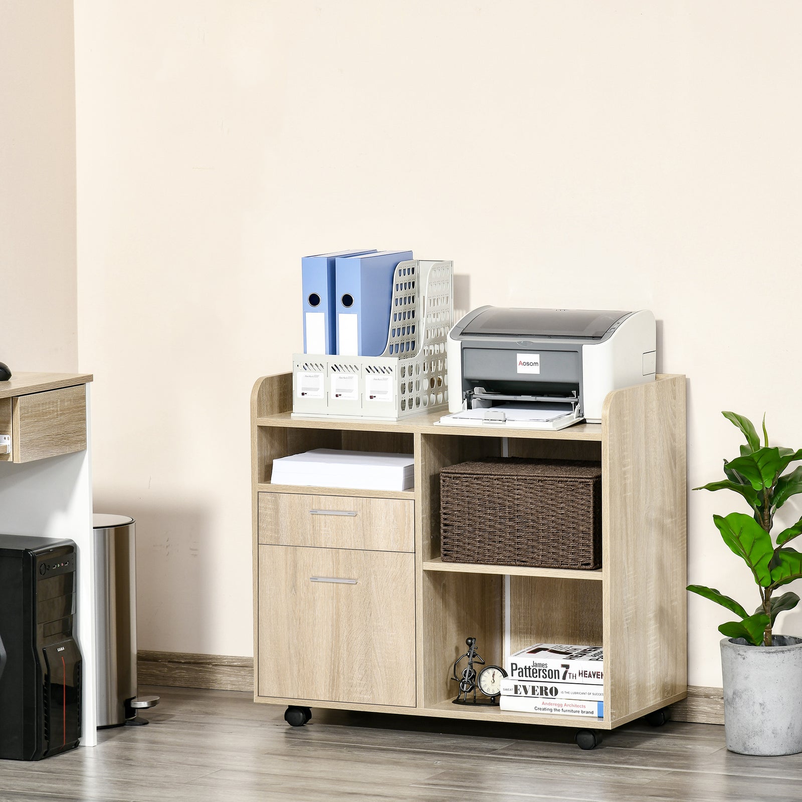 Filing Cabinet Mobile Printer Stand Adjustable Storage Shelf