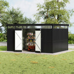 Breeins 12.86 × 10.07 Ft Metal Garden Storage Shed Skylight Roof Shed Spacious Garden Storage Solution & Lockable Door
