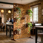 Indoor Outdoor Metal Privacy Screen - Leaf Pattern | Rust