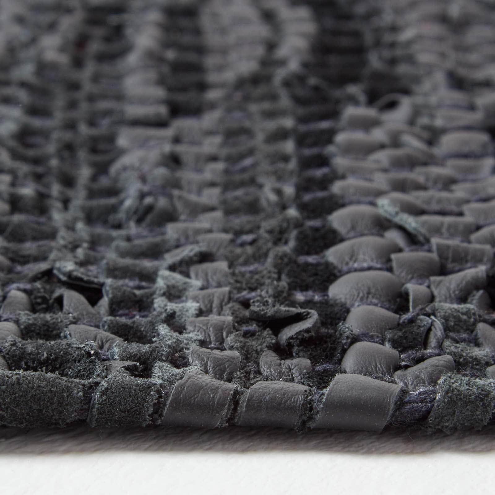 Denver Leather Woven Rug | 150cm x 95cm | Black