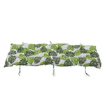 Outdoor Bench Cushion Tropical Leaf Print, Thick Padded Seat Pad With Ties For Garden Furniture | Small