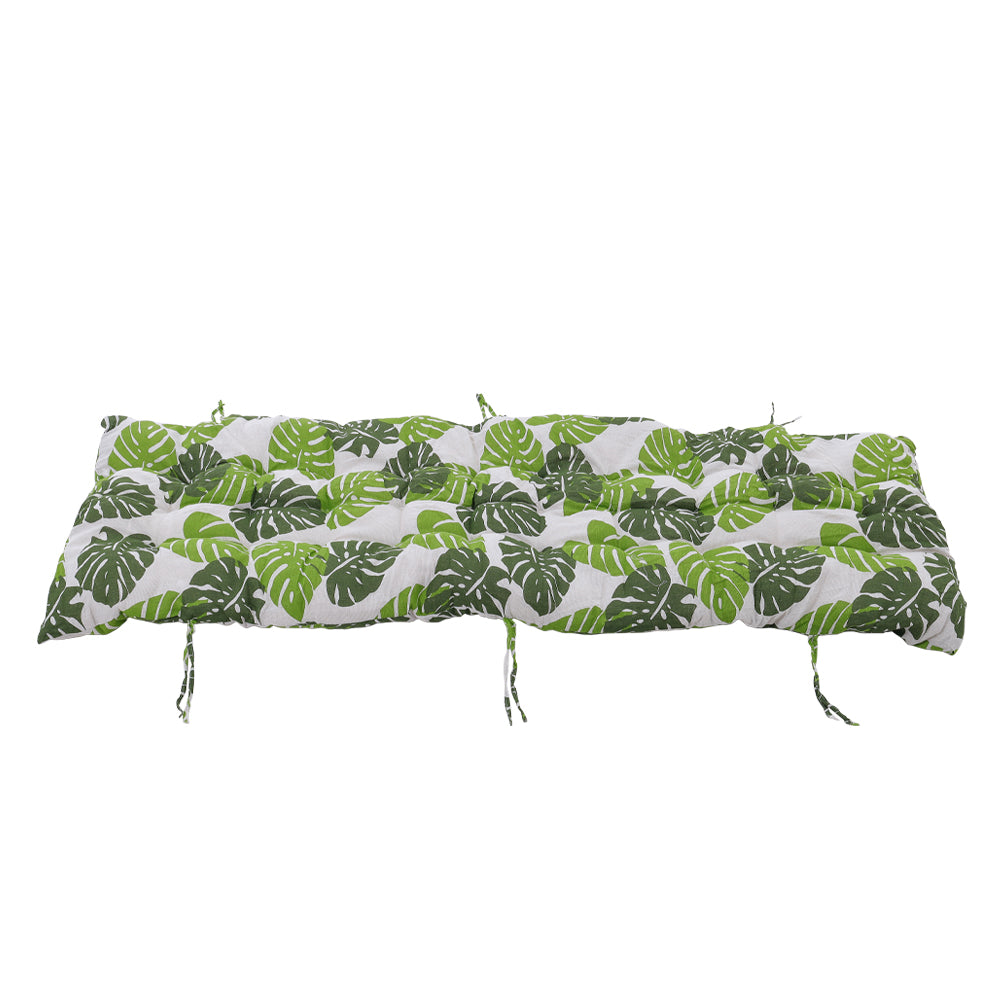 Outdoor Bench Cushion Tropical Leaf Print, Thick Padded Seat Pad With Ties For Garden Furniture | Small
