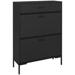 Shoe Storage Cupboard With 2 Flip Doors Sliding Out Drawer | One Size | Black