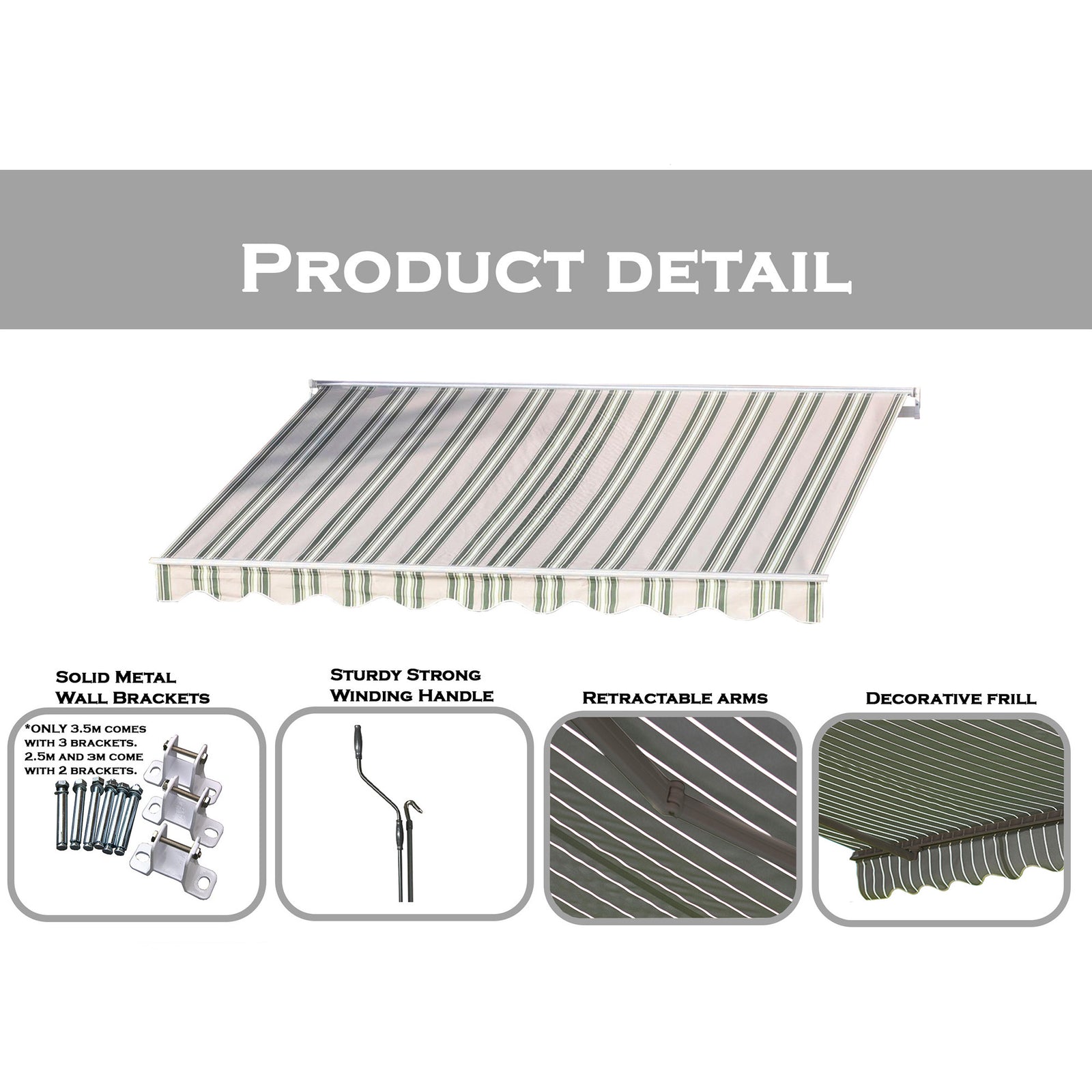 Easy Fit Ascot Awning - Green And Beige | 2.5m | Ascot (Green and Beige)