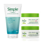 Simple Clear Pore Scrub Day Cream Spf 15 & Night Cream Bundle