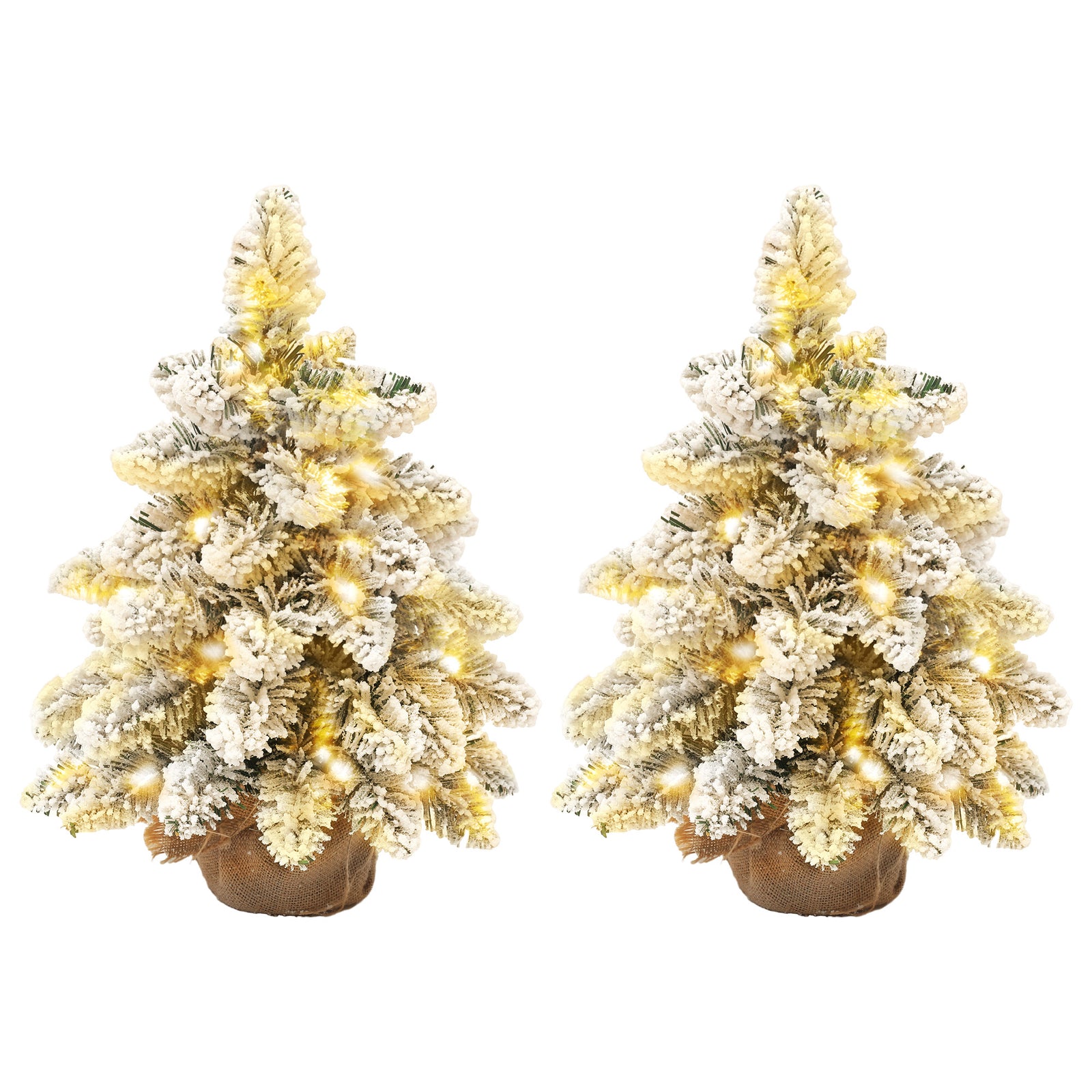 1.5ft Mini Artificial Christmas Trees, Flocked, Set Of 2