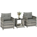 Rattan Garden Furniture Bistro Set With Cushion | Mixed Grey