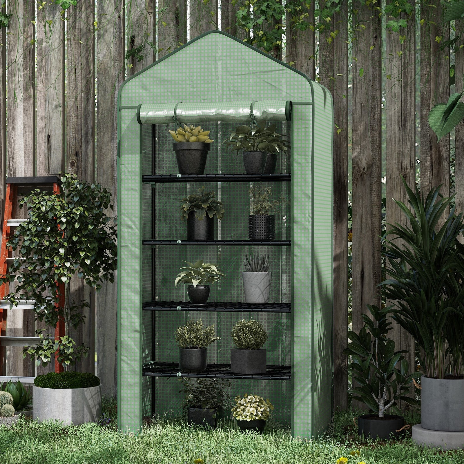 5-tier Widened Mini Greenhouse W/ Door 193x90cm | Green
